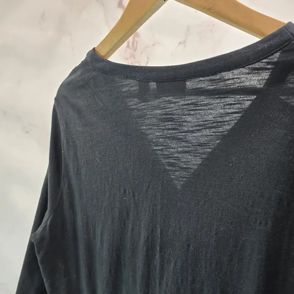 Logo by Lori Goldstein Cardigan Womens Large Black Chiffon Lace Trim Tee Jersey
